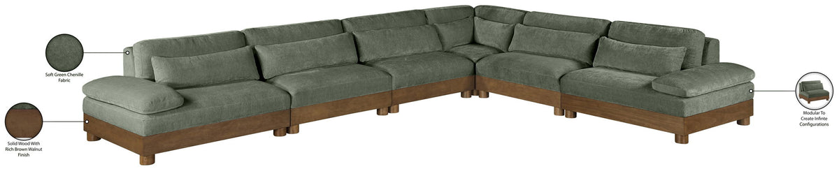 Turin - Chenille Fabric Upholstered Modular Sectional - Green