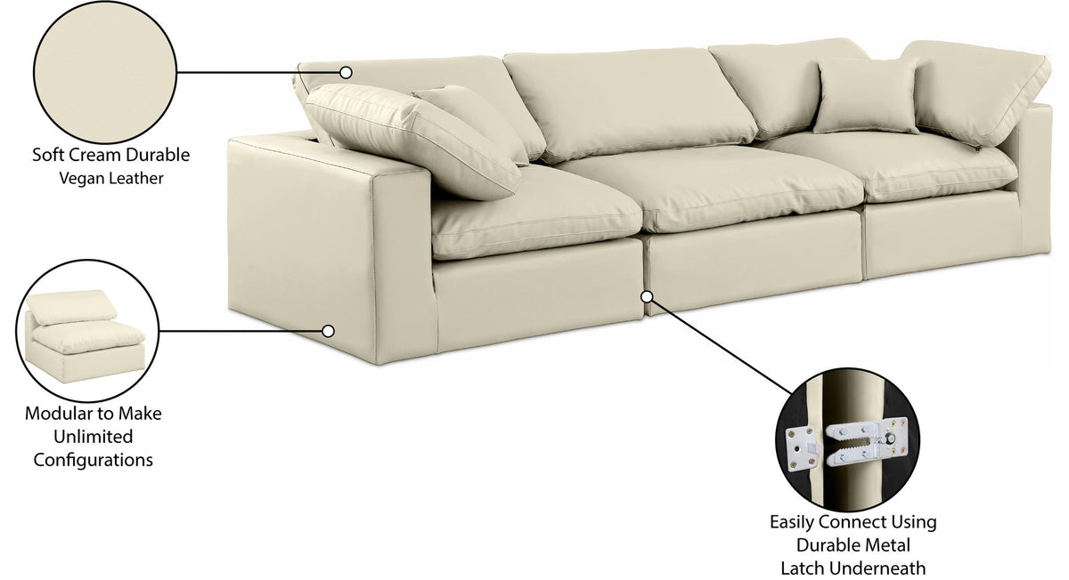 Comfy - Faux Leather Modular Sofa 3 Seats