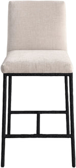 Reeves - Chenille Fabric Upholstered Counter Stool (Set of 2) - Black Base