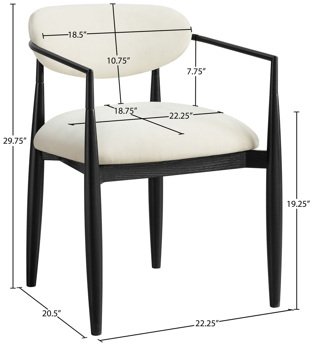 Riccio - Fabric Dining Arm Chair (Set of 2) - Black Frame
