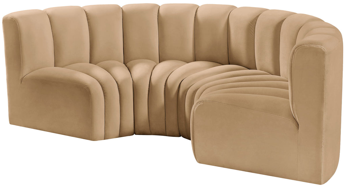 Arc - Velvet 4 Piece U-Shaped Modular Sofa