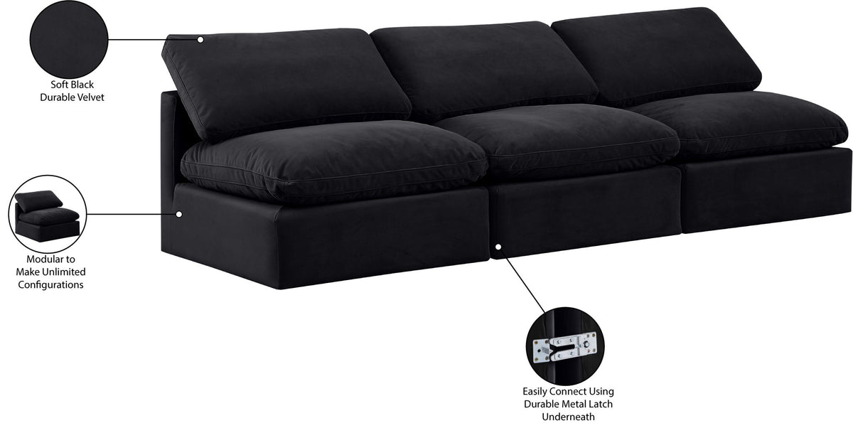 Indulge - Velvet 3 Seat Modular Armless Sofa