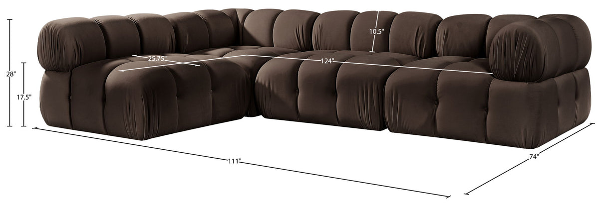 Orin - Fabric Velvet 4 Piece Modular Sectional