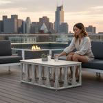 Breeze - Powder Coated Metal Rectangle Outdoor Coffee Table With Sintered Stone Table Top - Cream