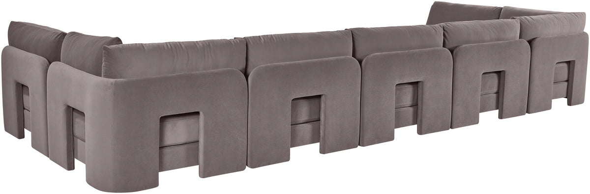 Hammond - Velvet Performance Fabric Upholstered 7 Piece U-Shaped Armless Sectional