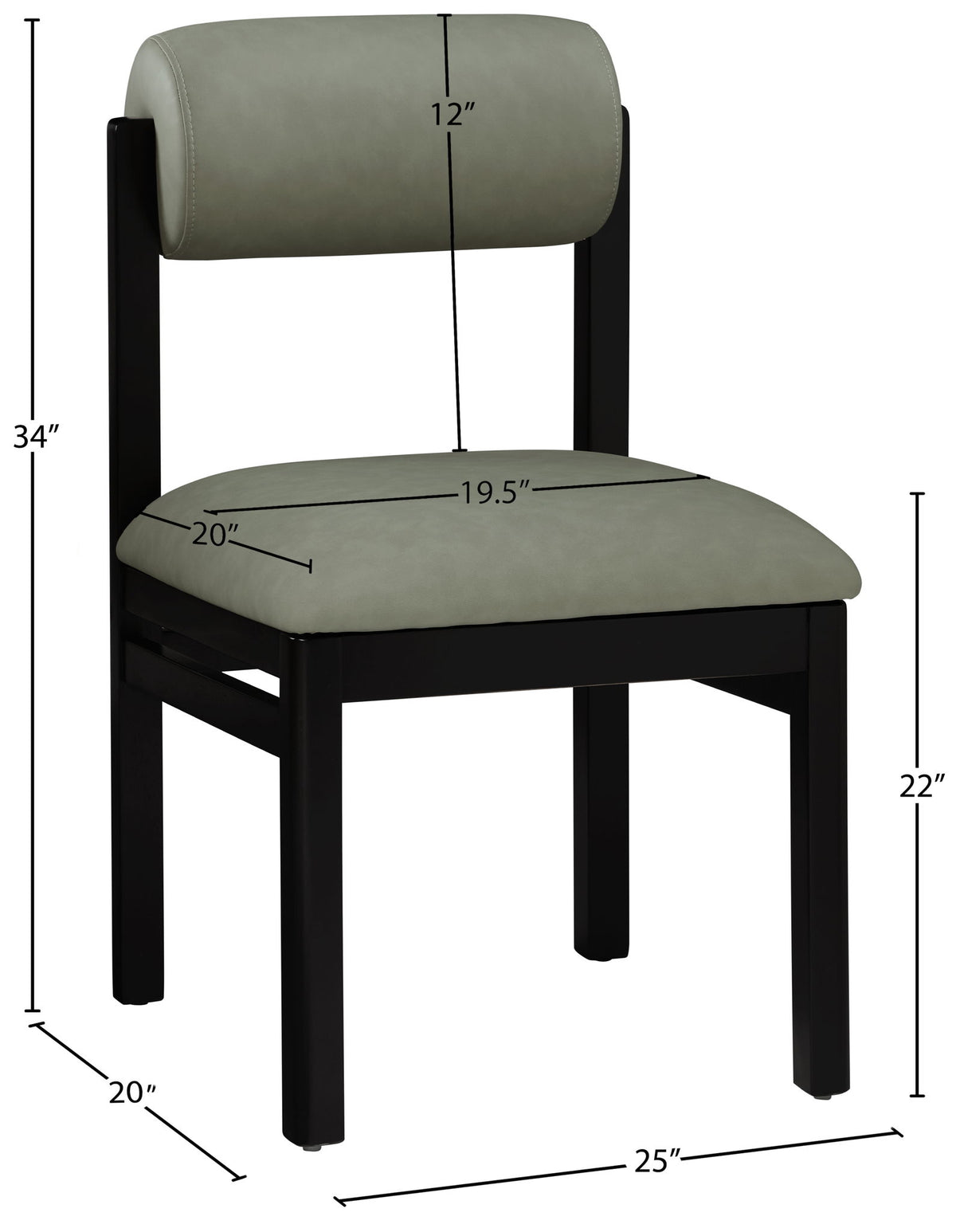 Roundhill - Faux Leather Dining Chair (Set of 2) - Black Frame