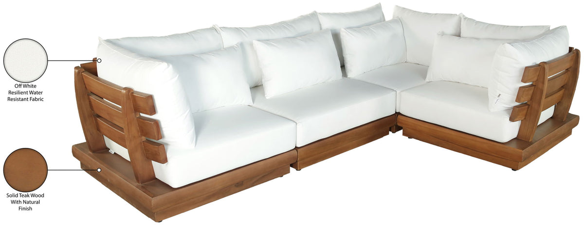 Mirella - 4 Piece Water Resistant Fabric Outdoor Patio Modular Sectional