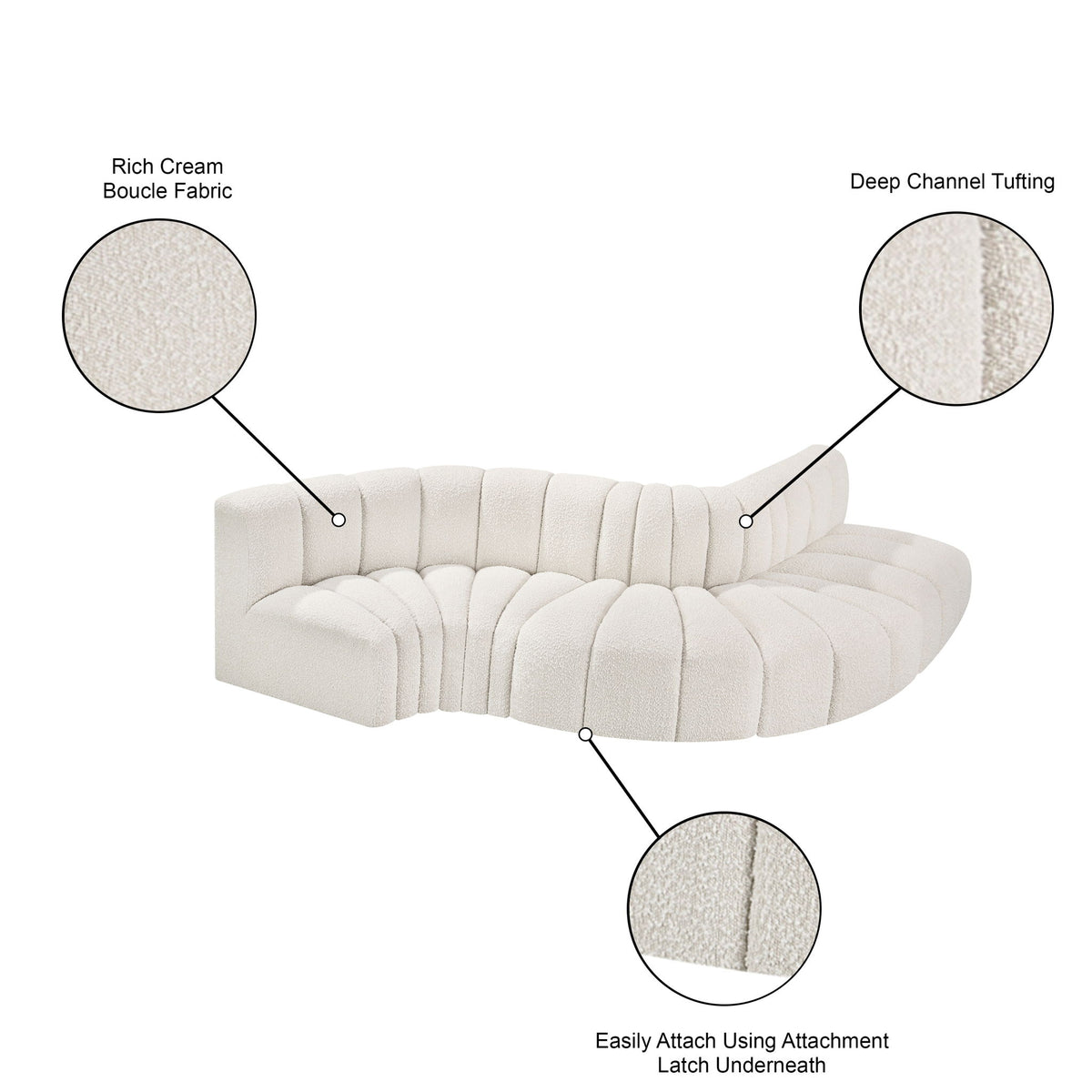 Arc - Boucle Fabric 5 Piece Modular Sofa