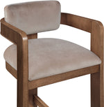 Sacha - Velvet Stool With Brown Base