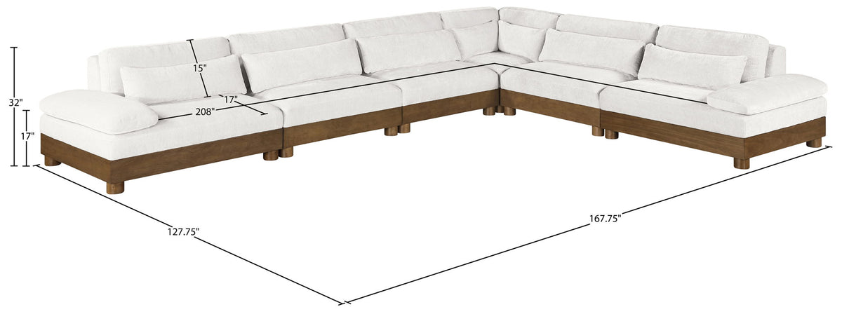 Turin - Chenille Fabric Upholstered Modular Sectional - Cream