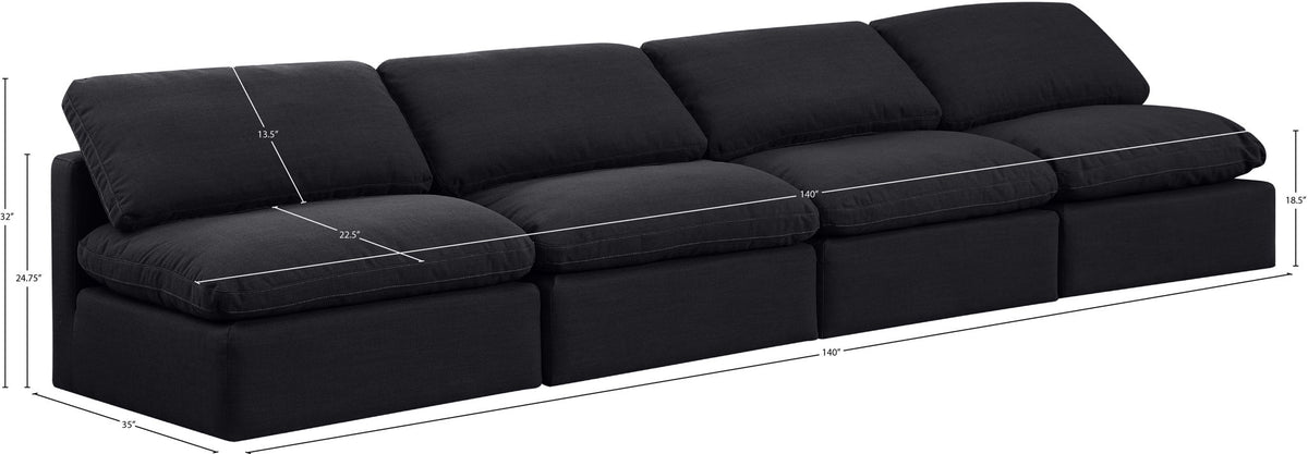Indulge - Linen 4 Seat Modular Armless Sofa