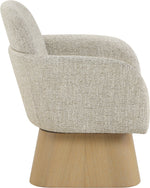 Marlowe - Linen Textured Fabric Upholstered Swivel Accent Chair - Stained Natural