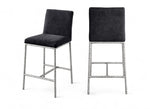Reeves - Chenille Fabric Upholstered Counter Stool (Set of 2) - Silver Base