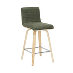 Vienna - 35.5" Swivel Counter Height Square Back Wood Bar Stool With Faux Leather Seat