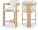 Sacha - Velvet Stool With Natural Base