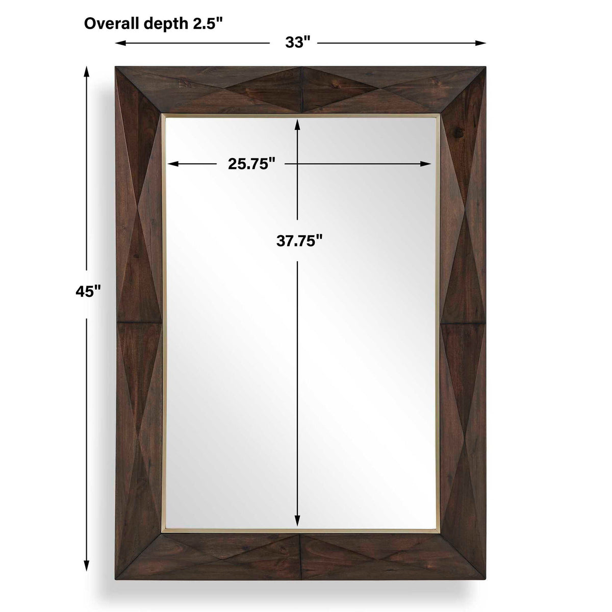 Diamond In The Rough - Wood Mirror - Gold / Woodtone