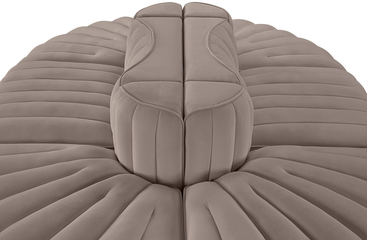 Rummi - Oval Velvet Performance Fabric Upholstered 6 Piece Modular Sectional