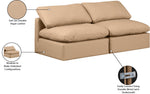 Indulge - Faux Leather 2 Piece Modular Armless Sofa - Tan