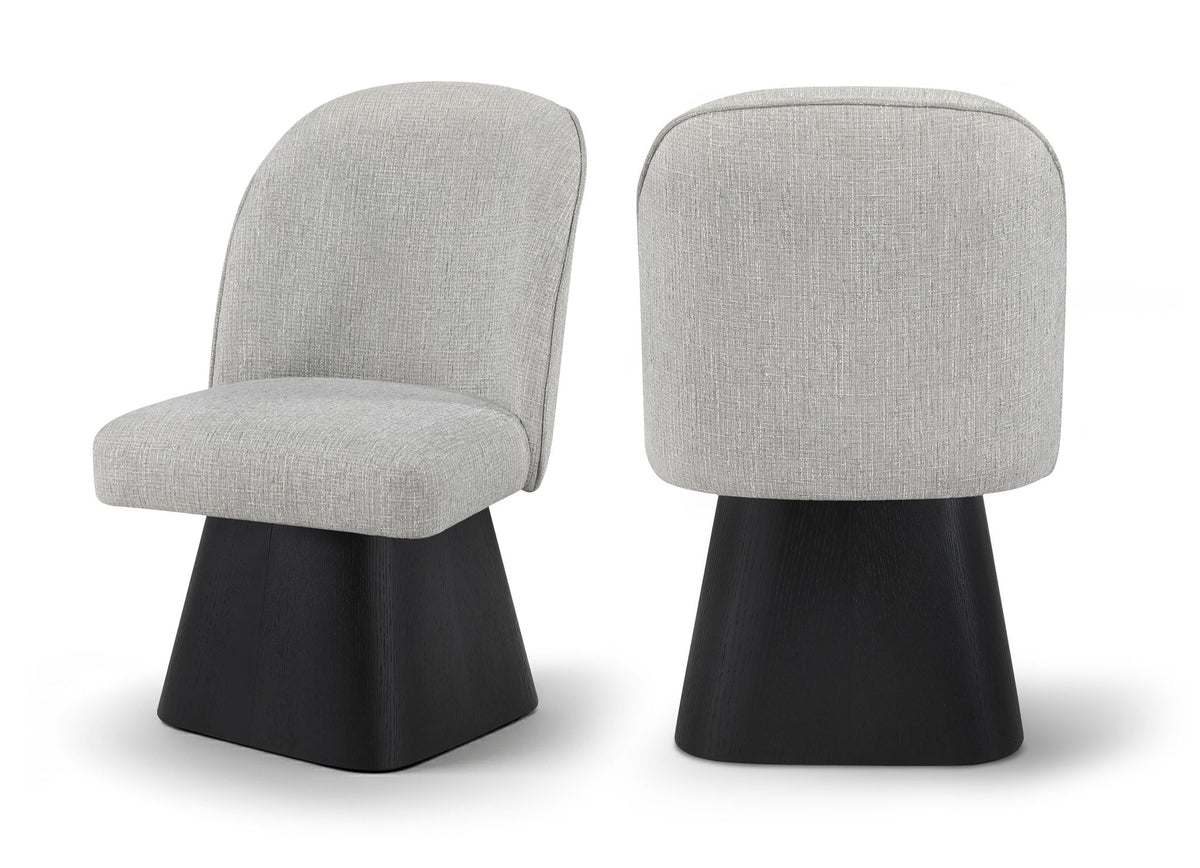 Marlowe - Linen Textured Fabric Upholstered Swivel Dining Side Chair - Stained Black