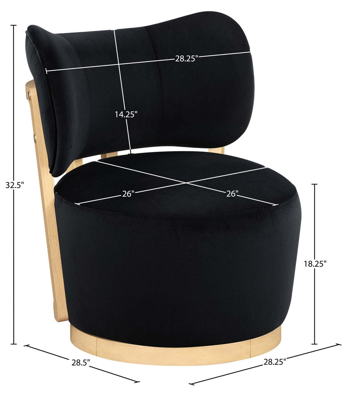 Elara - Velvet Upholstered Swivel Accent Chair - Stained Natural