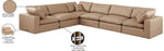 Comfy - 6 Piece Faux Leather Modular Corner Sectional - Tan