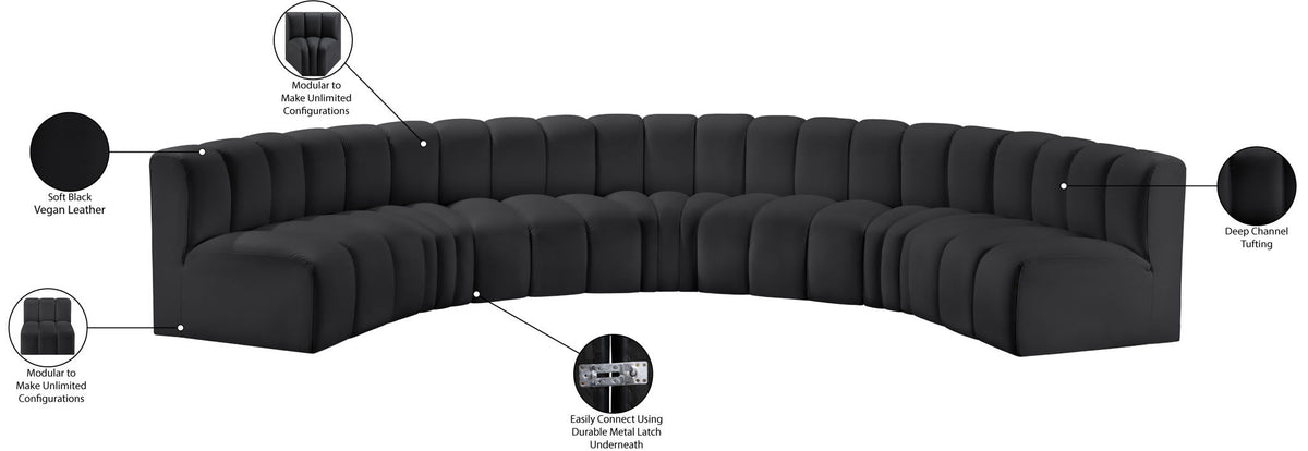 Arc - Faux Leather 7 Piece U-Shaped Modular Sofa