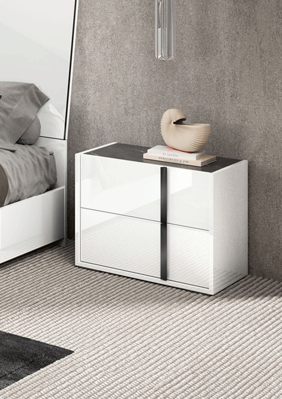 Bianca - Marble Nightstand - White