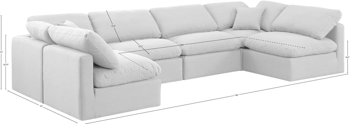 Indulge - Linen 6 Piece Modular U-Shaped Sectional - White