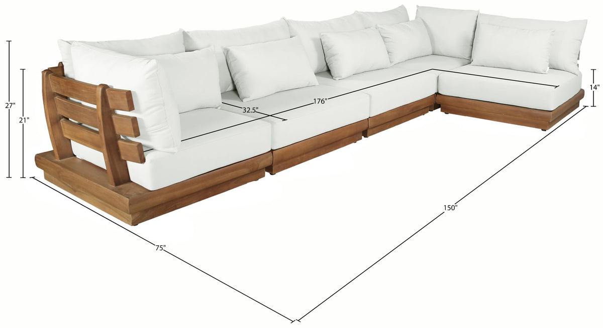 Mirella - 5 Piece Water Resistant Fabric Upholstered Outdoor Patio Modular Sectional