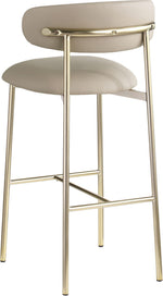 Lupita - Vegan Leather Upholstered Bar Stool With Brushed Gold Frame (Set of 2)