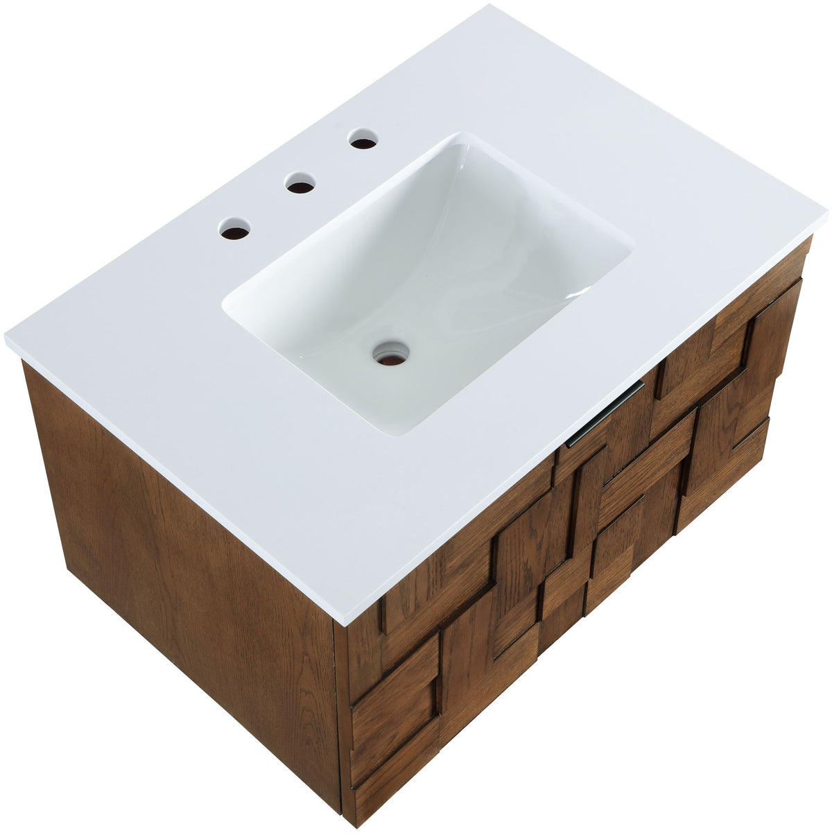 Leonardo - Engineered Stone And Solid Wood 24" Wall Mounted Bathroom Vanity