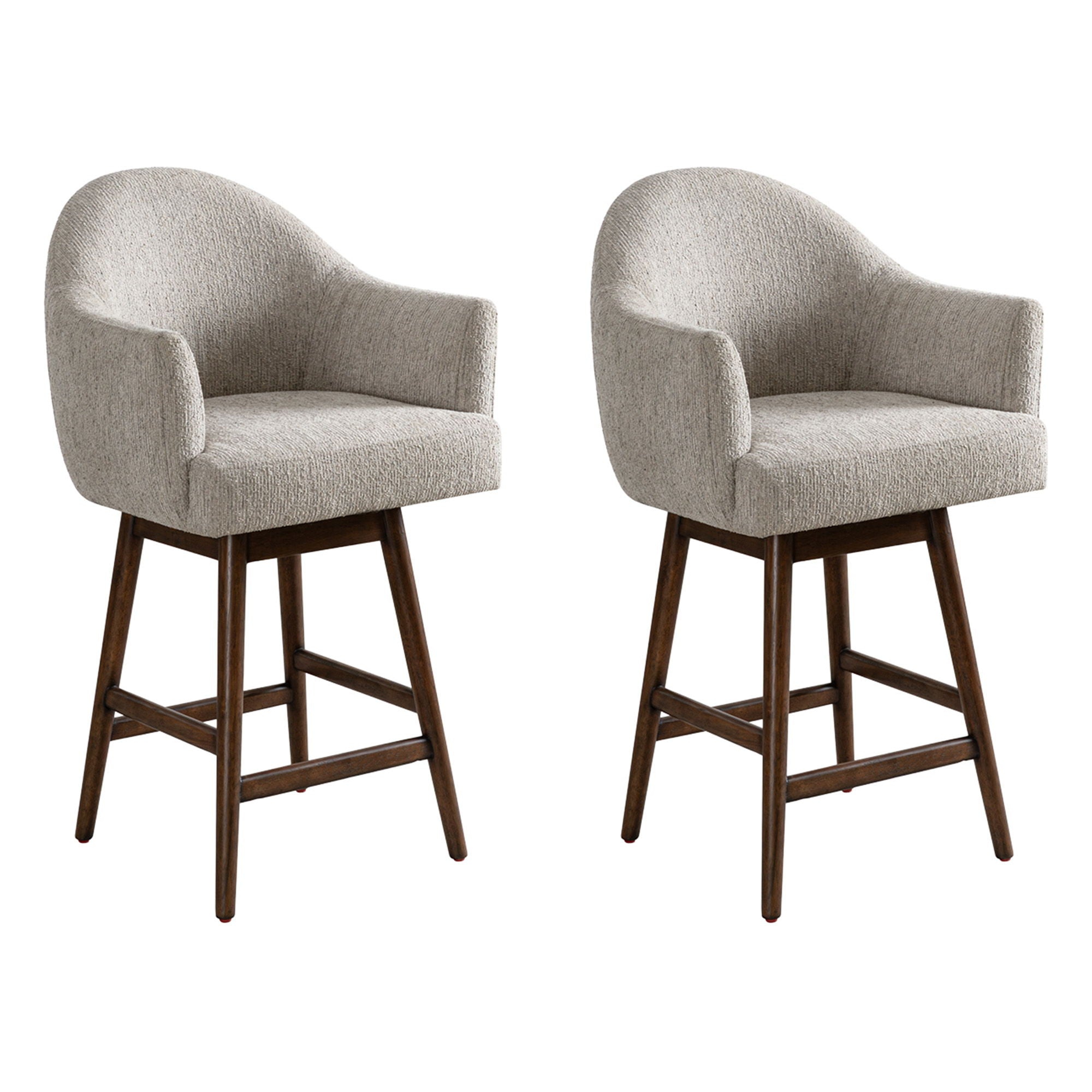 Jaxon - Brown Solid Wood Upholstered 26" Counter Height Swivel Barstool