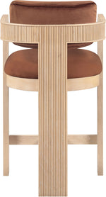 Sacha - Velvet Stool With Natural Base