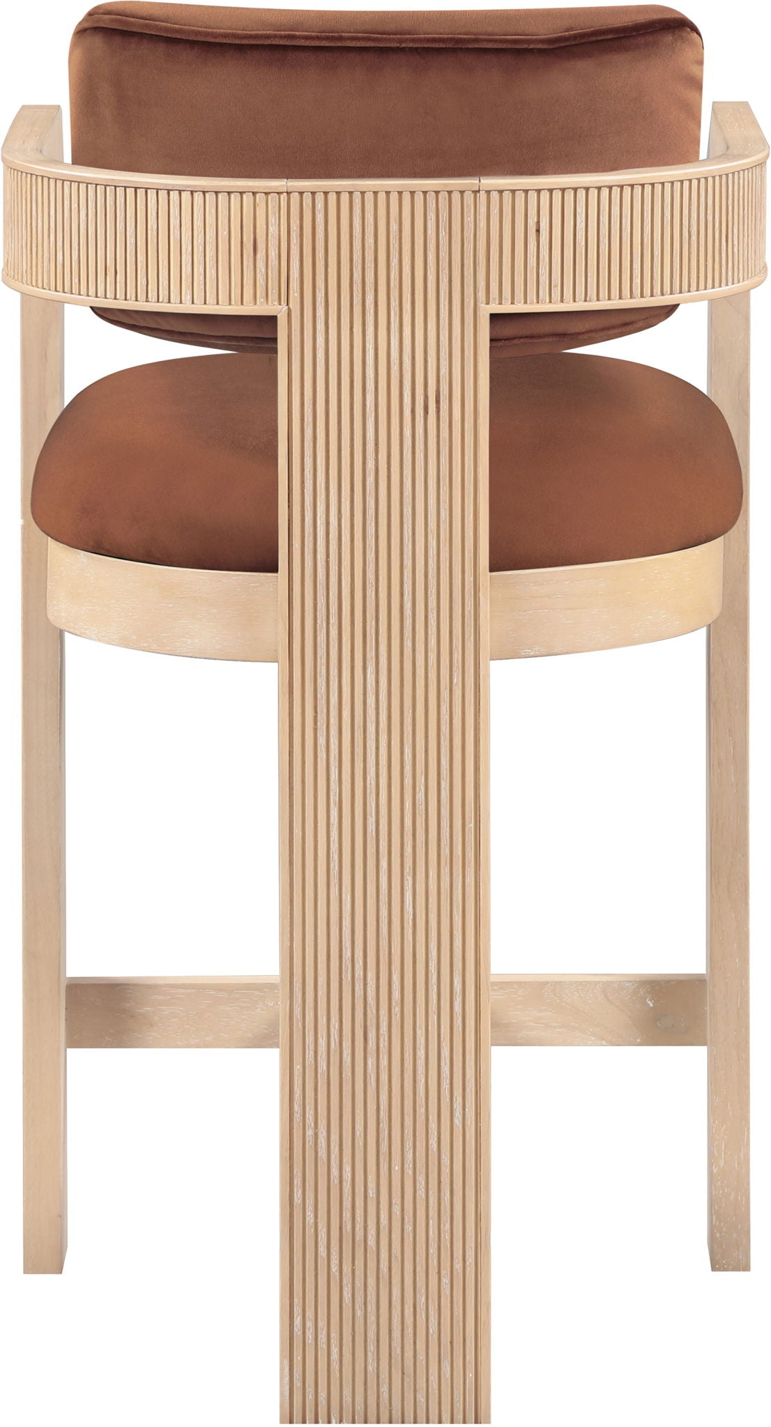 Sacha - Velvet Stool With Natural Base
