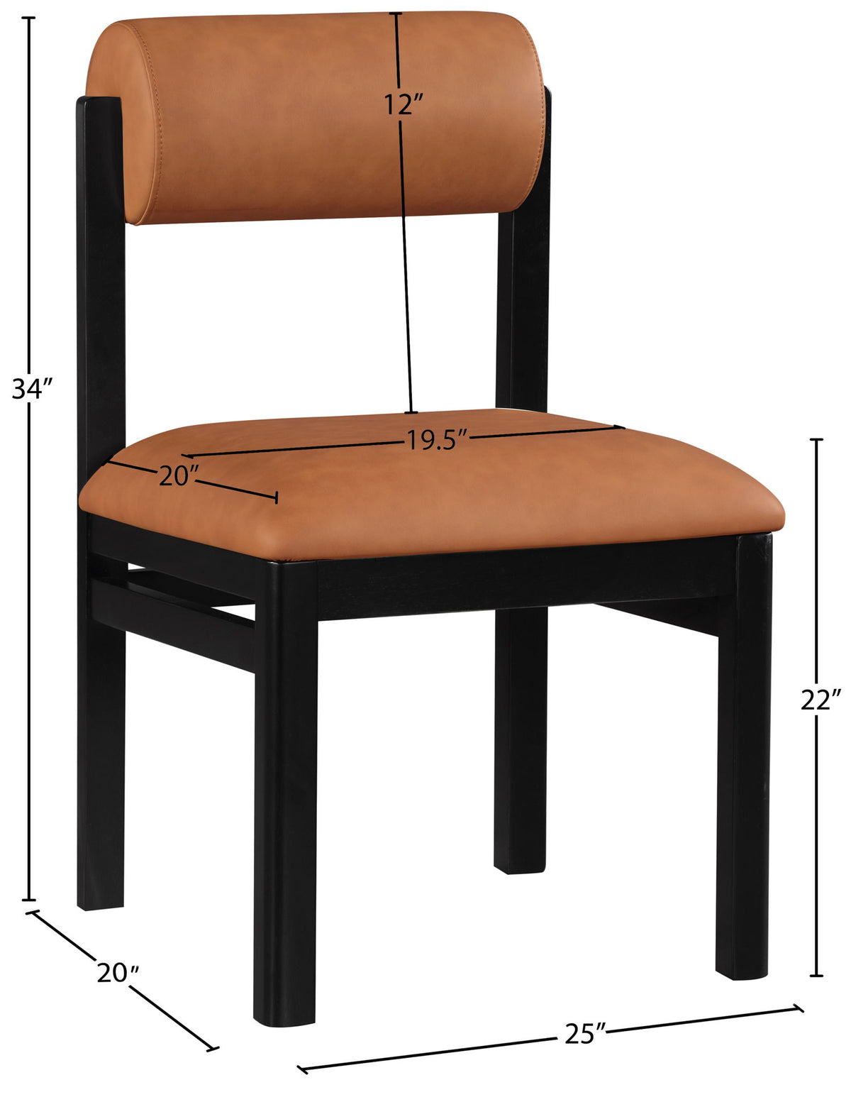 Roundhill - Faux Leather Dining Chair (Set of 2) - Black Frame