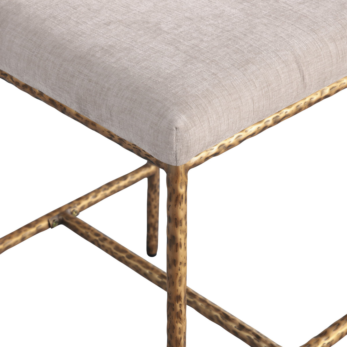 Reeves - Chenille Fabric Upholstered Counter Stool (Set of 2) - Gold Base
