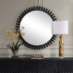 Jael - Round Iron Bands Mirror - Black