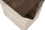 Opus - Travertine And Mango Wood End Table - Brown / Beige