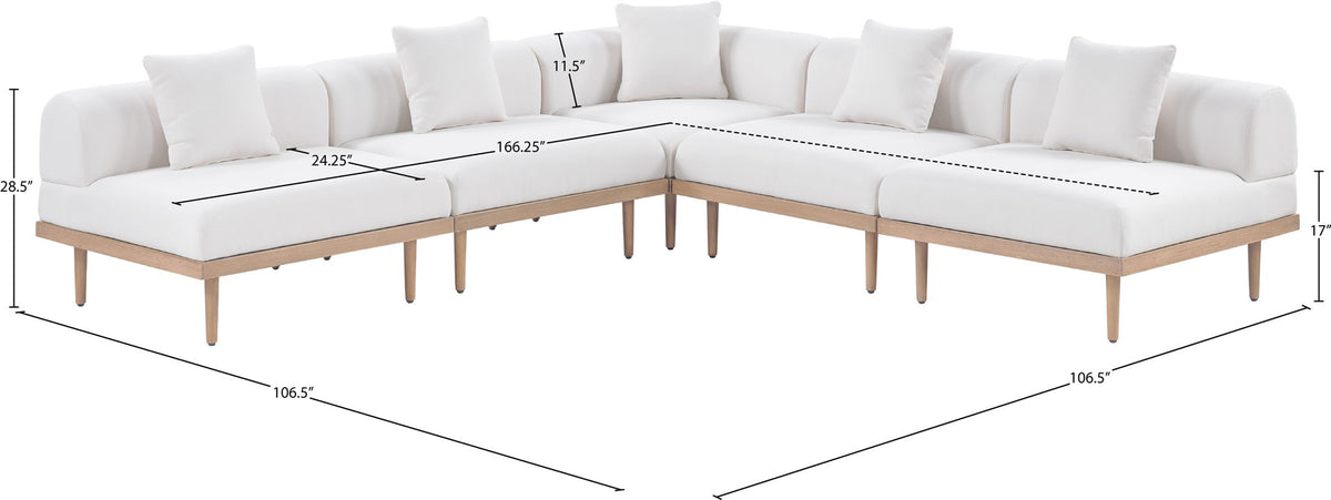 Laguna - 5 Piece 106.5" Upholstered Outdoor Patio Modular Sectional
