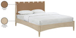 Santos - Vegan Leather Headboard And Wood Bed - Waxed Natural Frame