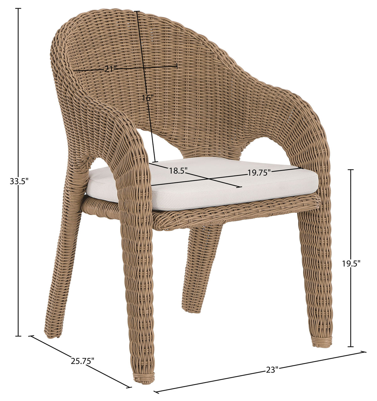 Seacrest - Olefin Water Resistant Fabric And Wicker Outdoor Patio Dining Chair