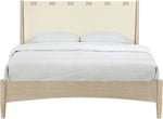 Santos - Vegan Leather Headboard And Wood Bed - Waxed Natural Frame