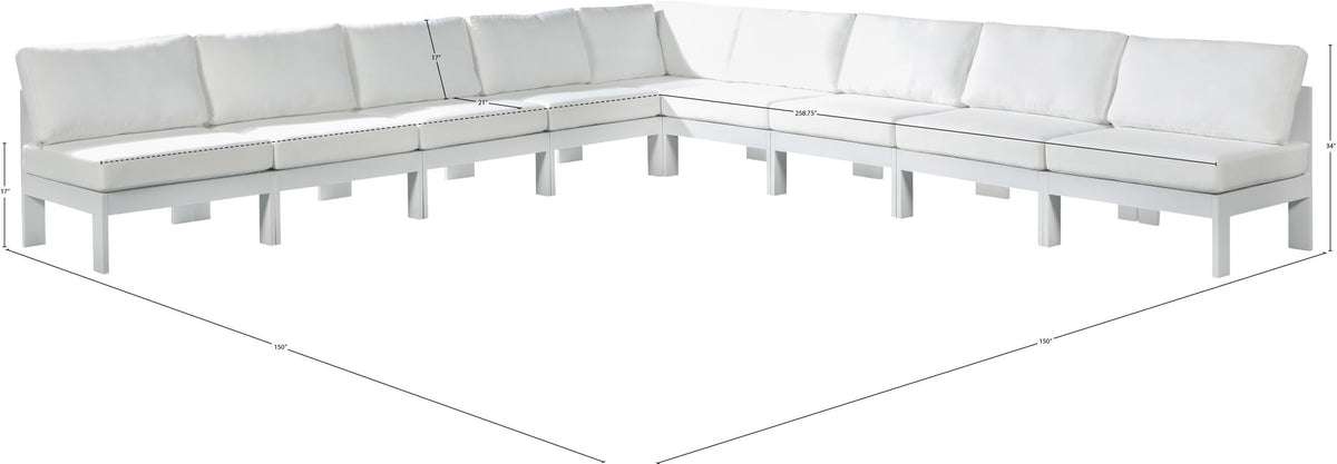Nizuc - Outdoor Patio 9 Piece Modular Sectional With White Frame