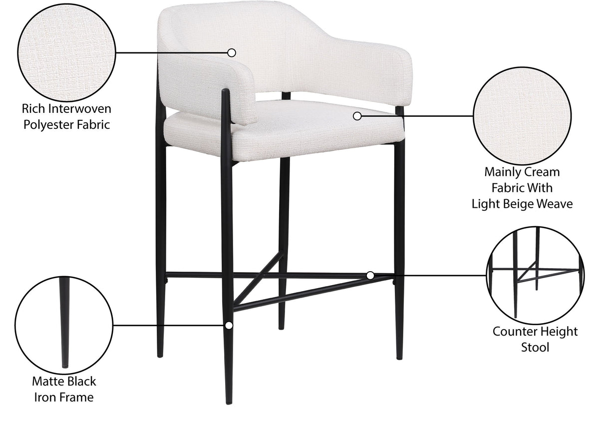 Dame - Fabric Upholstered Counter Stool (Set of 2)