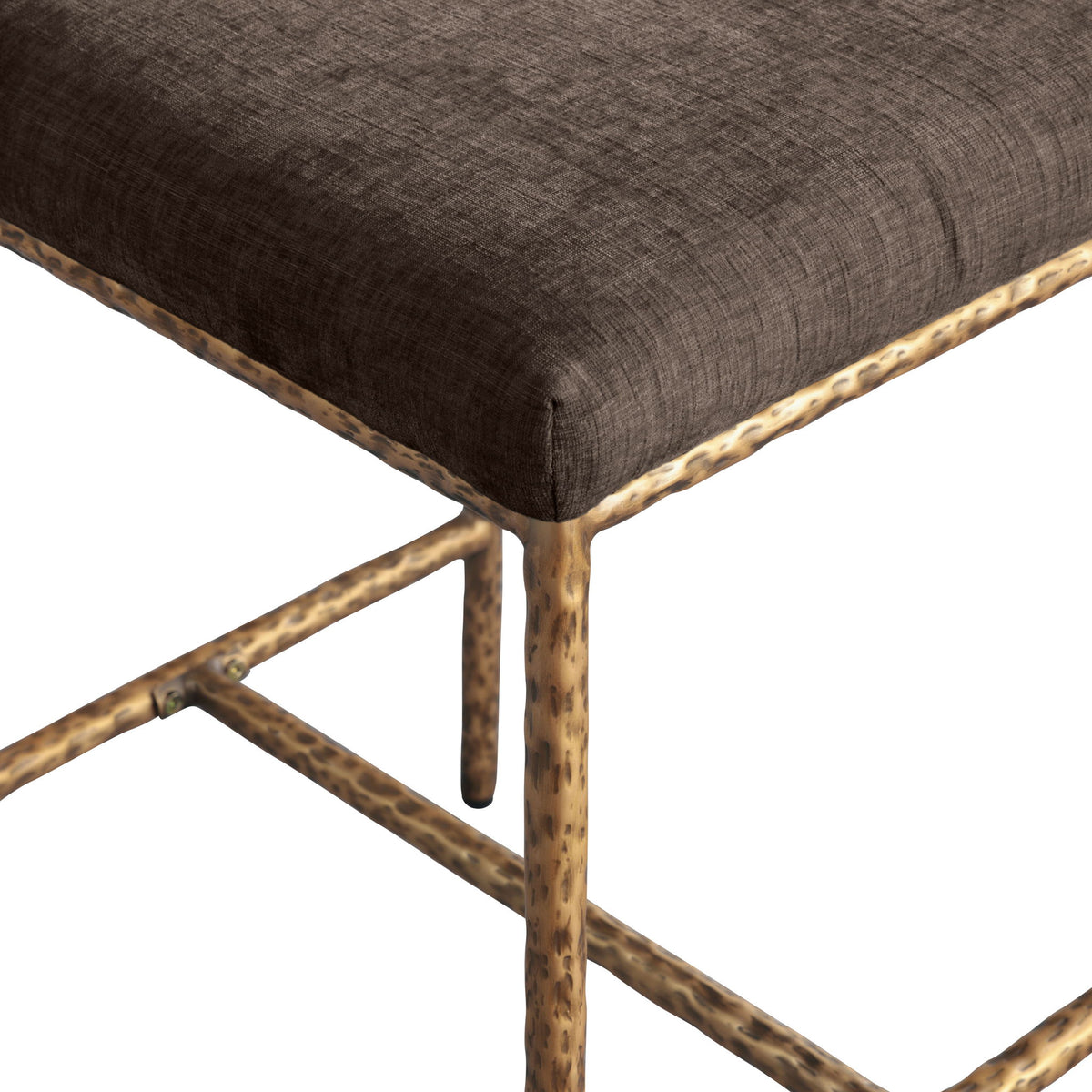 Reeves - Chenille Fabric Upholstered Counter Stool (Set of 2) - Gold Base