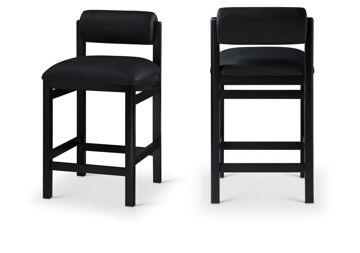 Roundhill - Faux Leather Counter Stool - Black Frame