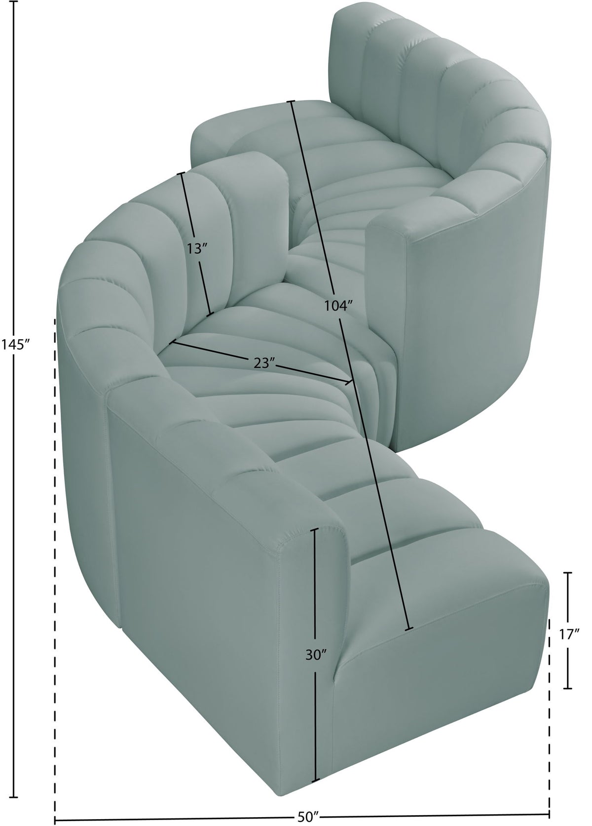 Arc - Faux Leather 6 Piece Modular Sofa