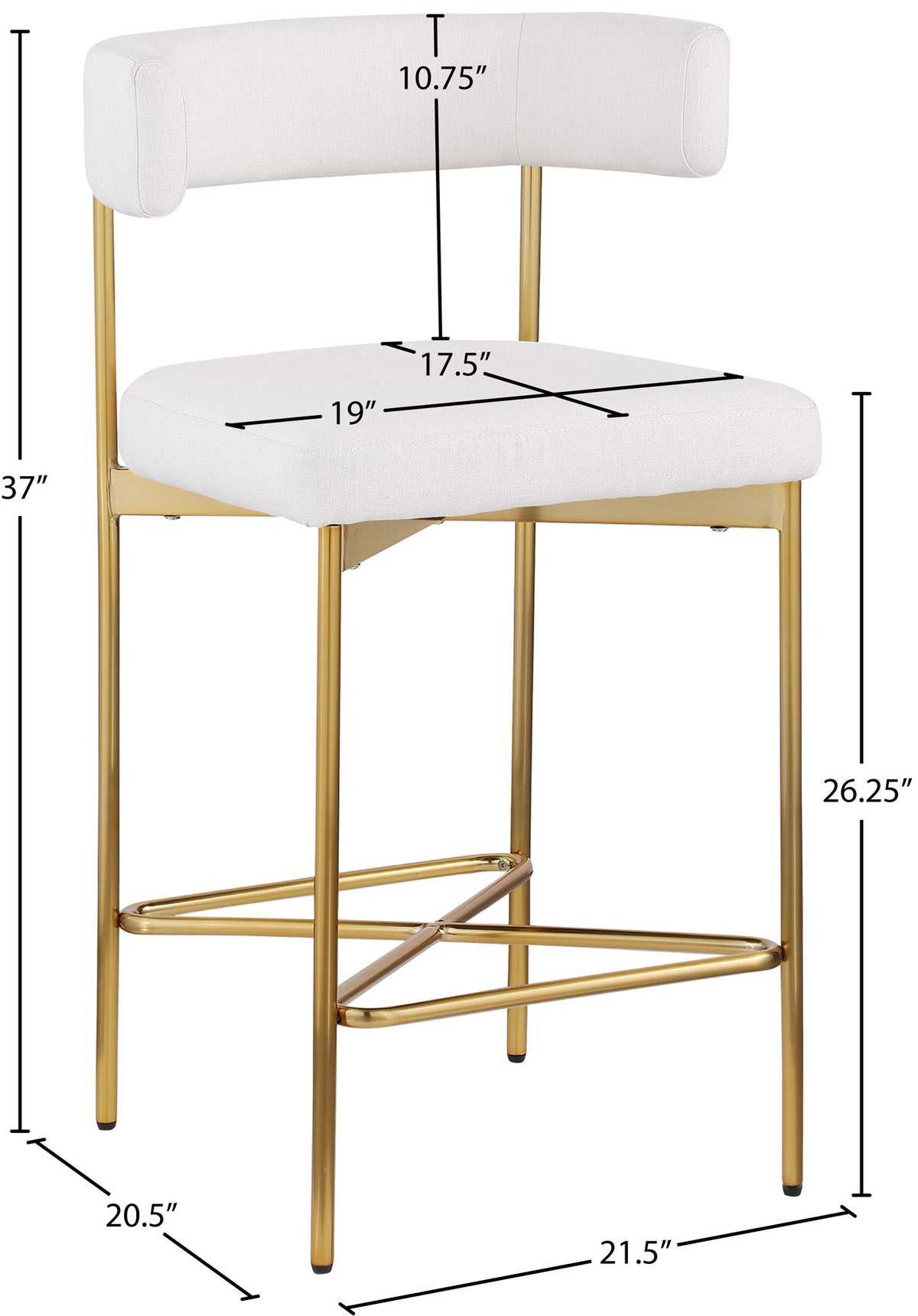 Rivage - Durable Stool With Gold Frame (Set of 2)