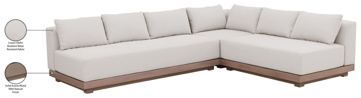 Solace - Olefin Performance Fabric 3 Piece Outdoor Patio Modular Sectional (Sofa, Loveseat & Corner Chair)