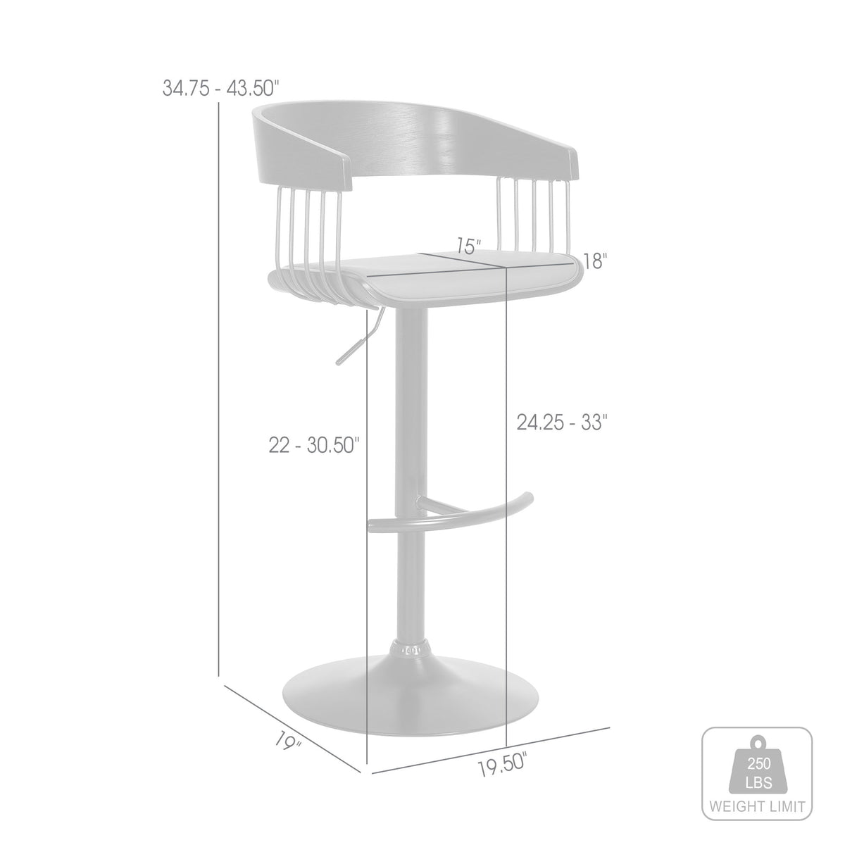 Larisa - Adjustable  Wood Bar Stool - Black
